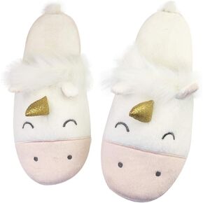 Girls Kids Unicorn Slippers Home Slippers Toddler Cute Plush Fleece Warm Cartoon Indoor Slip on Fluffy Rainbow Shoes for Boys Girls