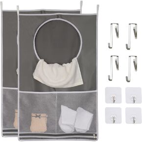 JINOKADI Over the Door Organizer with 4 Large Capacity Pocket, 60lb Load Heavy Duty Room Organizer Behind Door Hanging Organizers for Bathroom Closet Organizer