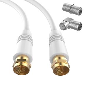 3FT RG6 Coaxial Cable, TV Coax Cable Cord Extender, Gold Plated Connectors, RG6 Compatible for Cable Modems, Cable Box, Digital Router, With F Connector and 90 Degree Angled Male to Female Adapter