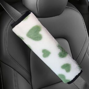 2 Pack Seat Belt Cover Pad Soft Plush Car Seat Belt Pads Faux Sheepskin Love Covers Comfort Driving Cushion Strap Helps Protect Your Neck and Shoulders for Women Black