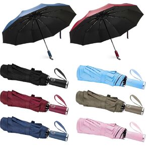 6 Pcs Windproof Travel Umbrellas 10 Ribs Auto Open & Close Collapsible Folding Compact Umbrella Small Portable Umbrellas for Rain Snow and Sun Protection