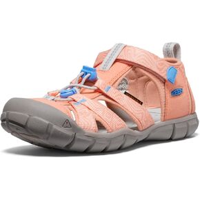 KEEN Seacamp 2 CNX Closed Toe Sandals, Papaya Punch/Marina, 6 US Unisex Big Kid