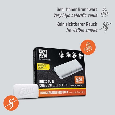 Esbit 4g Solid Fuel Tablets for Backpacking & Camping Stoves & Grills, 1300-Degree Smokeless Emergency Fire Starter Squares, 60 Pack in Saudi Arabia