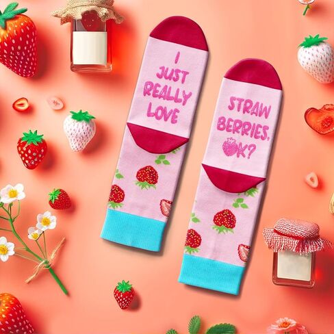 Zmart Funny Strawberry Socks For Teen Boys Girls Novelty Fruit Socks, Strawberry Gifts For Kids 7 to 10 Years, Purple, Strawberry Purplr, 7-12 Years in Saudi Arabia