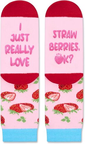 Zmart Funny Strawberry Socks For Teen Boys Girls Novelty Fruit Socks, Strawberry Gifts For Kids 7 to 10 Years, Purple, Strawberry Purplr, 7-12 Years in Saudi Arabia