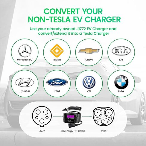 كابل تمديد شاحن Tesla EV موديل Tesla 3/X/Y/S 20' 40A؛ 99.9% نحاس عالي الطاقة 40A من تسلا إلى وصلة شحن تسلا. قم بتمديد شاحن Tesla العالمي بمقدار 20 قدمًا وشحنه بسرعة 40 أمبير TT in Kuwait