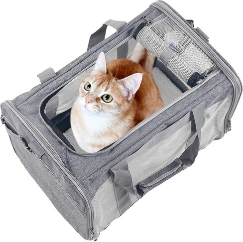 Atvobiy Cat Carriers Soft-Sided Pet Carrier for Large and Medium Cats 20 lbs, Dog Carriers for Small Dogs, Puppy Travel Bag with Big Storage Bag 4 Ventilated Windows, 3 Doors in Saudi Arabia