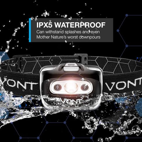 فونت مصباح راس LED [البطاريات متضمنة، عبوتان] مقاوم للماء بدرجة IPX5، مع ضوء احمر، 7 اوضاع، مصباح راس للجري والتخييم والمشي لمسافات طويلة وصيد الاسماك والركض للبالغين والاطفال، احمر in Kuwait
