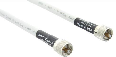 MPD Digital I MPD-400 PVC Superflex Coax Cable I PL259 UHF Male Connectors I Ultra Low Loss for Ham, VHF, RF, CB Radio I Made in the USA I White, 90 Feet in Kuwait
