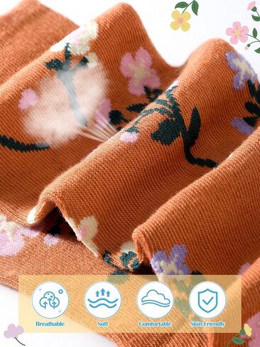 Cutecrop 10 Pairs Womens Flower Socks Colorful Dress Crew Socks Flower Art Funny Pattern Casual Socks Inspirational Socks for Women Christmas Birthday New Year Mother's Day Gift in Saudi Arabia