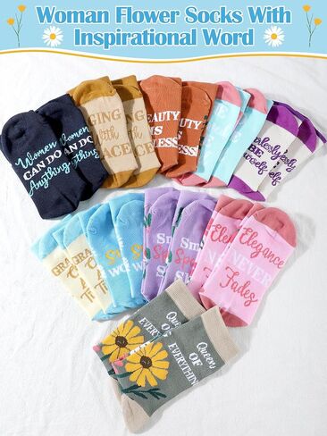 Cutecrop 10 Pairs Womens Flower Socks Colorful Dress Crew Socks Flower Art Funny Pattern Casual Socks Inspirational Socks for Women Christmas Birthday New Year Mother's Day Gift in Saudi Arabia