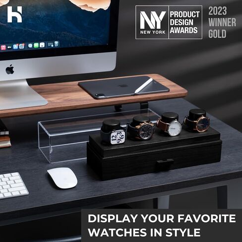 Elevate Your Watch Collection with The Watch Deck – Premium Watch Display Case for 4 Watches – Unique Valentine's Day Gift for Men – Wooden Mens Watch Box & Watch Case – Lifetime Assurance Included in Kuwait