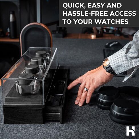 Elevate Your Watch Collection with The Watch Deck – Premium Watch Display Case for 4 Watches – Unique Valentine's Day Gift for Men – Wooden Mens Watch Box & Watch Case – Lifetime Assurance Included in Kuwait