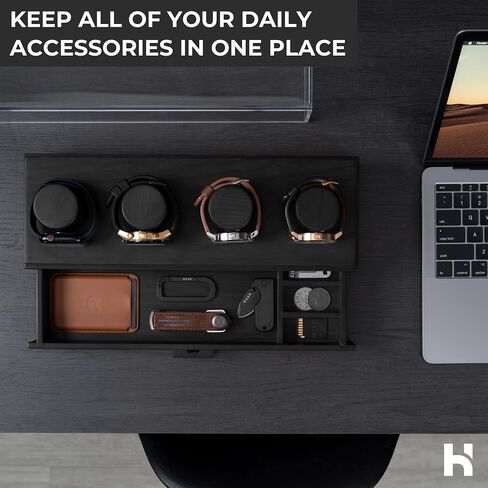 Elevate Your Watch Collection with The Watch Deck – Premium Watch Display Case for 4 Watches – Unique Valentine's Day Gift for Men – Wooden Mens Watch Box & Watch Case – Lifetime Assurance Included in Kuwait
