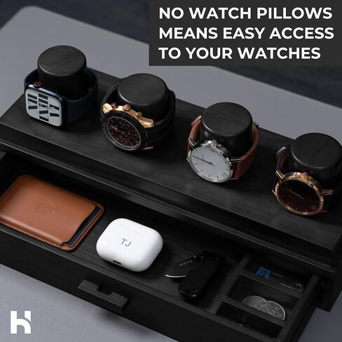 Elevate Your Watch Collection with The Watch Deck – Premium Watch Display Case for 4 Watches – Unique Valentine's Day Gift for Men – Wooden Mens Watch Box & Watch Case – Lifetime Assurance Included in Kuwait