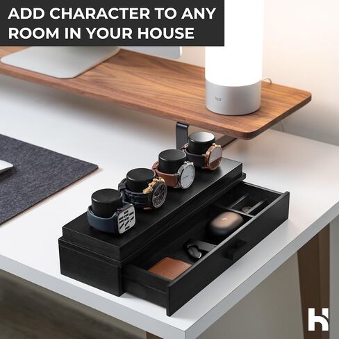 Elevate Your Watch Collection with The Watch Deck – Premium Watch Display Case for 4 Watches – Unique Valentine's Day Gift for Men – Wooden Mens Watch Box & Watch Case – Lifetime Assurance Included in Kuwait