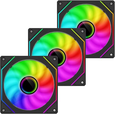 ARGB Fans 120mm PWM Fans 3PACK PC RGB Fans, RB120 PC PWM RGB Fans with 12V 4PIN pwm and 5V-3PIN ARGB Plug, Infinity Mirror ARGB Addressable Lighting - Slient Computer Fans for PC Cooler and Case in Saudi Arabia