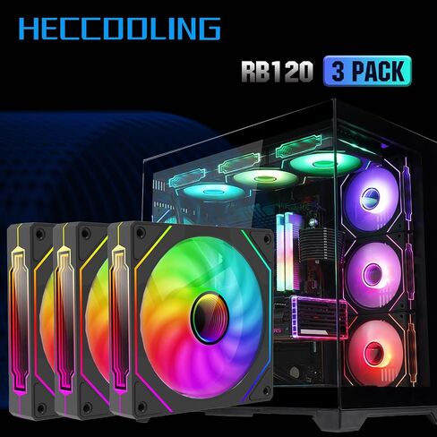 ARGB Fans 120mm PWM Fans 3PACK PC RGB Fans, RB120 PC PWM RGB Fans with 12V 4PIN pwm and 5V-3PIN ARGB Plug, Infinity Mirror ARGB Addressable Lighting - Slient Computer Fans for PC Cooler and Case in Saudi Arabia