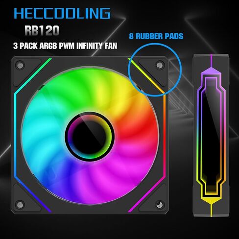ARGB Fans 120mm PWM Fans 3PACK PC RGB Fans, RB120 PC PWM RGB Fans with 12V 4PIN pwm and 5V-3PIN ARGB Plug, Infinity Mirror ARGB Addressable Lighting - Slient Computer Fans for PC Cooler and Case in Saudi Arabia