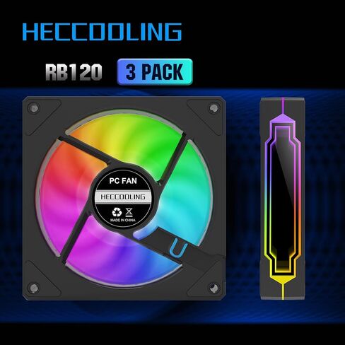 ARGB Fans 120mm PWM Fans 3PACK PC RGB Fans, RB120 PC PWM RGB Fans with 12V 4PIN pwm and 5V-3PIN ARGB Plug, Infinity Mirror ARGB Addressable Lighting - Slient Computer Fans for PC Cooler and Case in Saudi Arabia