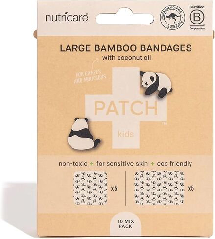 مجموعة ضمادات لاصقة من الخيزران الطبيعي أثناء التنقل من باتش كيدز للبشرة الحساسة، ضمادات صديقة للبيئة مضادة للحساسية، ضمادات للبشرة الحساسة للأولاد والبنات مع مطبوعات لطيفة، 29 قيراط in Kuwait