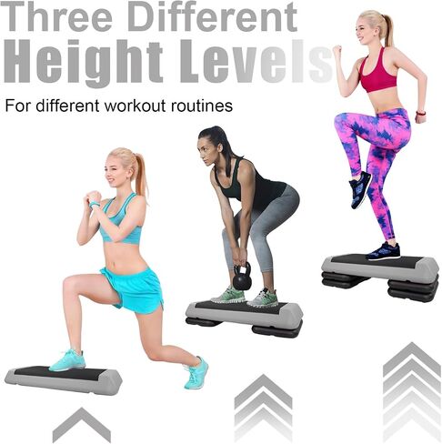 Adjustable Aerobic Stepper Workout Step with 4 Risers Fitness & Exercise Platform Trainer in Kuwait