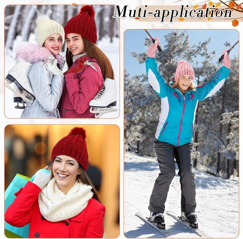 Wesiti 32 Pcs Winter Hat Scarf Gloves Sets Women Warm Satin Lined Knit Ladies Cap Neck Scarf Touch Screen Gloves with Socks for Women Girls in Saudi Arabia