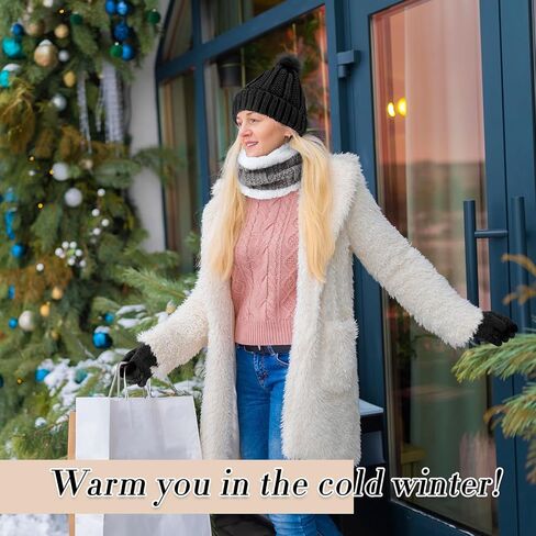 Wesiti 32 Pcs Winter Hat Scarf Gloves Sets Women Warm Satin Lined Knit Ladies Cap Neck Scarf Touch Screen Gloves with Socks for Women Girls in Saudi Arabia