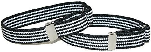 CTM® Elastic Black and White Pinstripe Adjustable Sleeve Garter in Saudi Arabia