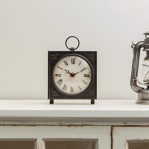 ساعة طاولة كلاسيكية بتصميم SOFFEE مع قاعدة خشبية، ساعة مكتب كوارتز تناظرية كلاسيكية تعمل بالبطارية لديكور المنزل وغرفة المعيشة والمطبخ باللون الأسود العتيق in Kuwait