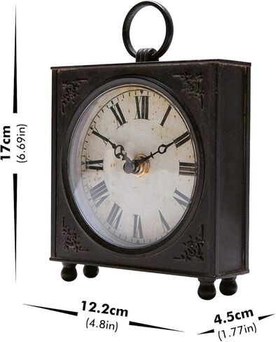 ساعة طاولة كلاسيكية بتصميم SOFFEE مع قاعدة خشبية، ساعة مكتب كوارتز تناظرية كلاسيكية تعمل بالبطارية لديكور المنزل وغرفة المعيشة والمطبخ باللون الأسود العتيق in Kuwait