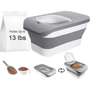 HOYTAMDAR 13 Lbs Dog Food Container，Collapsible Dog Food Storage with Airtight Lid ，Silicone Pet Bowl and Dog Food Scoop，Cat Food Storage container Dry Food for Pets, Rice,Cereal