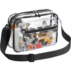 CLEKEGBAG Clear Stadium Purse Messenger Bag - Crossbody Transparent See Through Shoulder Bag Plastic for Concerts,Business,travel,small