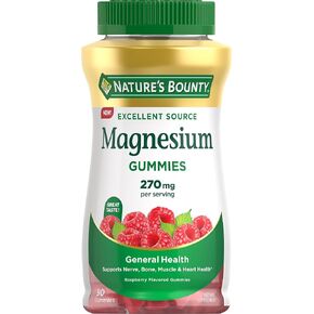 Nature's Bounty Magnesium 270mg Gummies, Supports Bone, Nerve, Muscle and Heart Health(1), 90 Gummies
