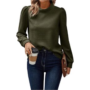 SOLY HUX Women's Mock Neck Puff Long Sleeve Sweatshirt Casual Pullover Tops