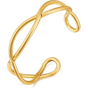 ENSKEFEN Dainty Thin Cuff Bangle Bracelets for Women Adjustable Gold Cuff Bracelet Minimalist Gold Open Bangle Wrist Cuff Bracelets