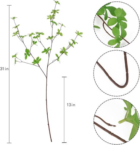 الفايكنج باندا الخضرة الاصطناعية من الحرير الصناعي ينبع فروع الأغصان لحفل الزفاف المركزية مزهرية غرفة المعيشة ديكور المنزل النباتات وهمية 31 بوصة 3 قطع (البلاستيك) in Kuwait