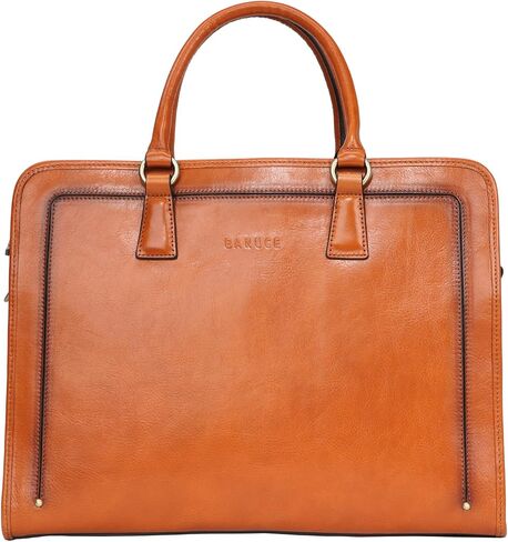 Banuce Full Grains Italian Vegetable Tanned Leather Briefcase for Women Attache Case Stylish Handbags 14 Inch Laptop Computer Professional Business Work Bags with Luggage Strap Black in Saudi Arabia