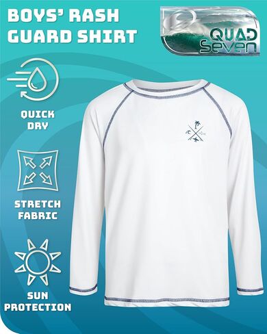 قميص Rash Guard للأولاد من Quad Seven - قميص سباحة بأكمام طويلة (الحجم: 5-18) in Kuwait