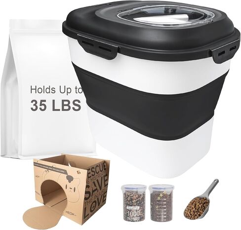 HOYTAMDAR 13 Lbs Dog Food Container，Collapsible Dog Food Storage with Airtight Lid ，Silicone Pet Bowl and Dog Food Scoop，Cat Food Storage container Dry Food for Pets, Rice,Cereal in Saudi Arabia
