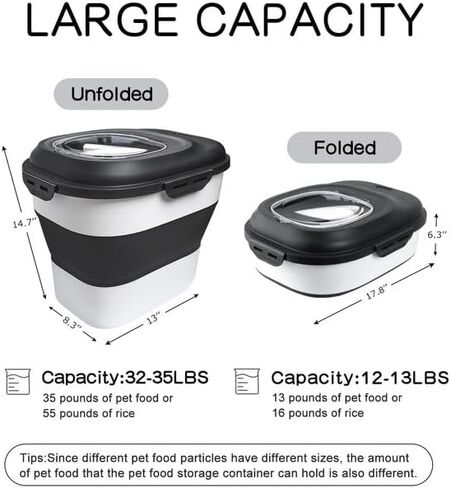 HOYTAMDAR 13 Lbs Dog Food Container，Collapsible Dog Food Storage with Airtight Lid ，Silicone Pet Bowl and Dog Food Scoop，Cat Food Storage container Dry Food for Pets, Rice,Cereal in Saudi Arabia