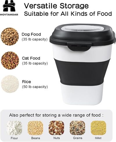 HOYTAMDAR 13 Lbs Dog Food Container，Collapsible Dog Food Storage with Airtight Lid ，Silicone Pet Bowl and Dog Food Scoop，Cat Food Storage container Dry Food for Pets, Rice,Cereal in Saudi Arabia
