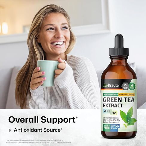 Green Tea Extract Tincture - Green Tea Supplements - Antioxidant Source - Immune Support Supplement - Alcohol and Sugar Free - Vegan Drops 2 Fl.Oz. in Kuwait