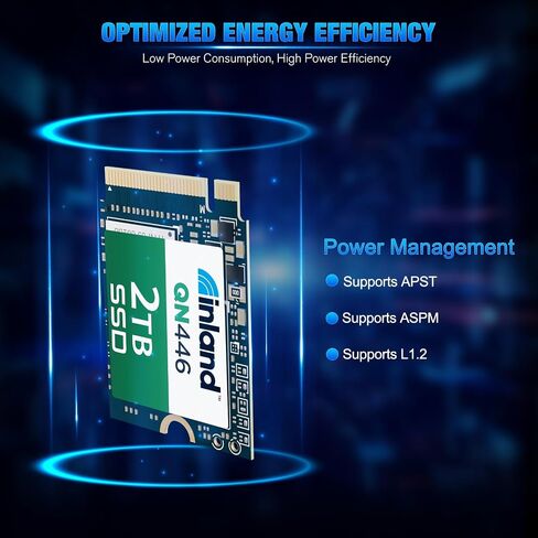 INLAND M.2 2242 1TB SSD NVMe PCIe Gen 3x4 محرك أقراص الحالة الصلبة الداخلي ثلاثي الأبعاد NAND TLC سرعة قراءة/كتابة تصل إلى 2,400/2,100 ميجابايت/ثانية in Saudi Arabia