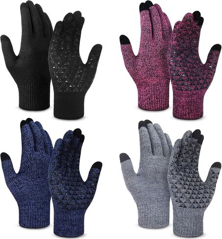 Newcotte 4 Pair Winter Gloves for Men Women Touch Screen Texting Warm Gloves Anti Slip Thermal Gloves in Saudi Arabia