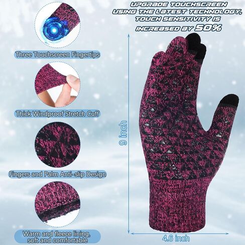 Newcotte 4 Pair Winter Gloves for Men Women Touch Screen Texting Warm Gloves Anti Slip Thermal Gloves in Saudi Arabia