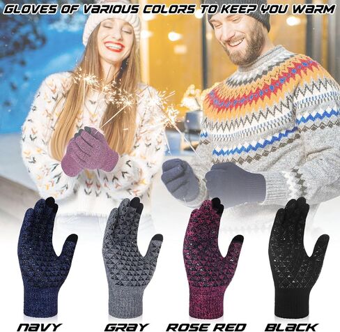Newcotte 4 Pair Winter Gloves for Men Women Touch Screen Texting Warm Gloves Anti Slip Thermal Gloves in Saudi Arabia