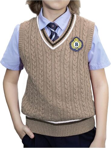 بوبويو سترة للاولاد من الجنسين محبوكة على شكل كيبل من القطن بنسبة 100%، سترة موحدة للاطفال الصغار والكبار من الاولاد والبنات والاطفال in Kuwait