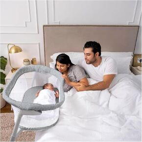 HALO Baby Flex BassiNest, Adjustable Travel Bassinet, Easy Folding, Lightweight with Mattress and Carrying Bag, Morning Mist