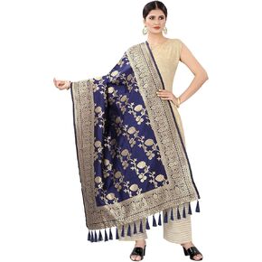 Enthone Women's Woven Floral Banarasi Silk Dupatta